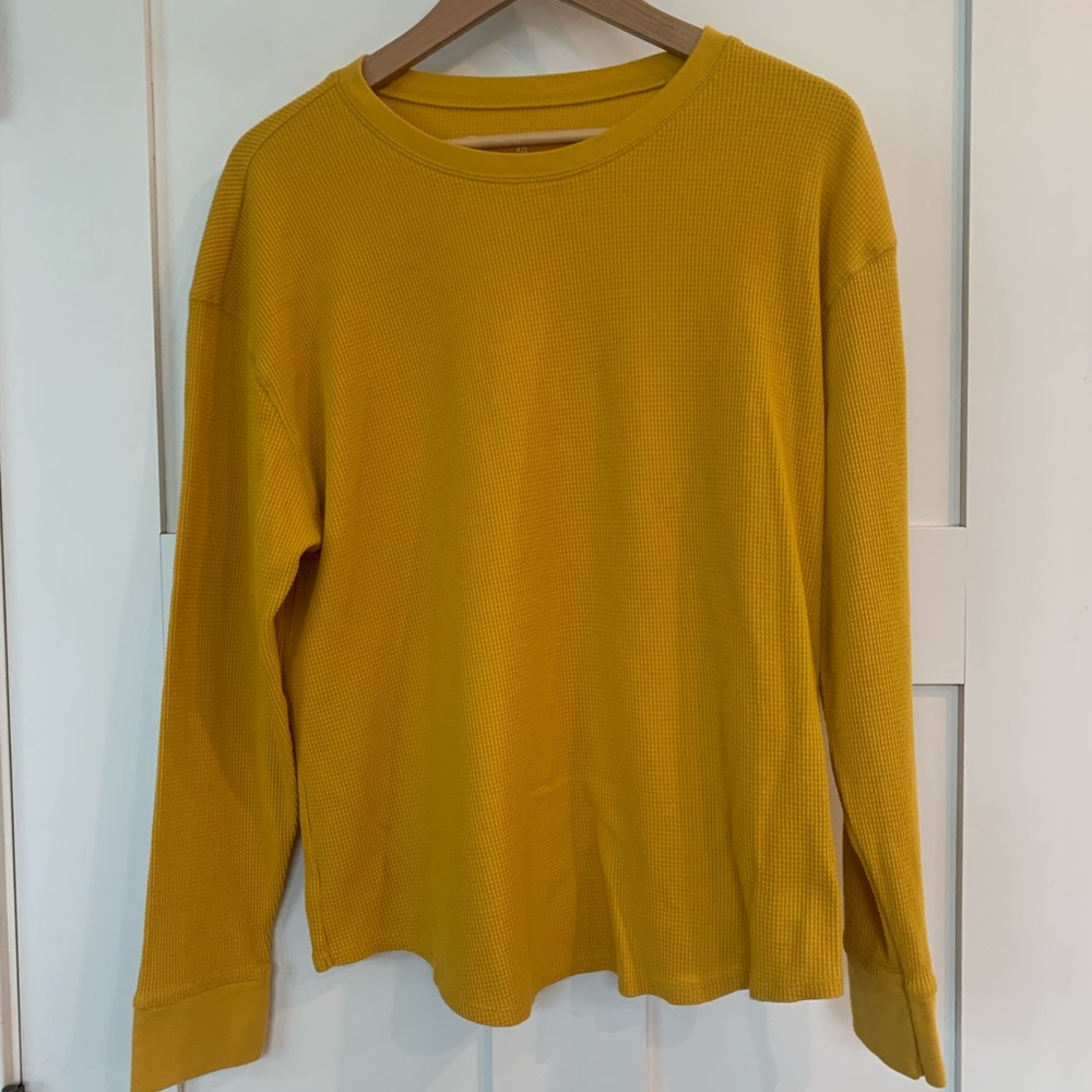 Long sleeve mustard cotton pullover shirt